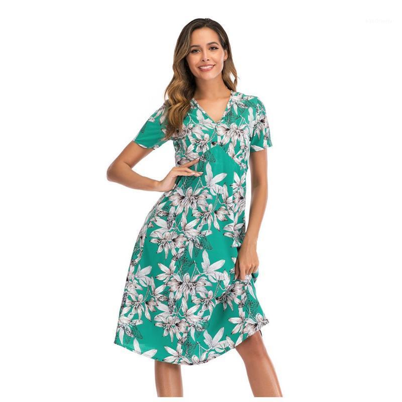 

SAGACE dresses summer beach sexy V Neck Holiday Print ladies dresses for parties Short Sleeve Beach Dress vestidos de verano new1