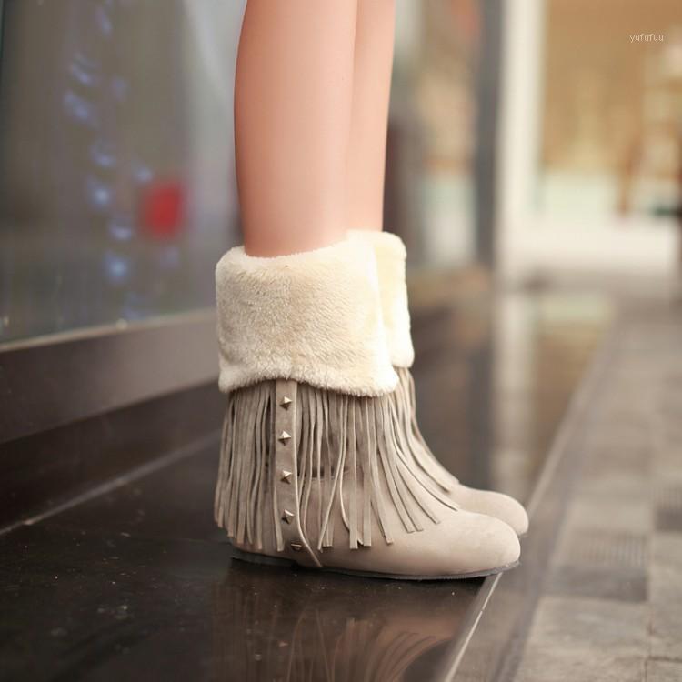 

Oversized 11 boots women shoes ankle boots for women ladies shoes woman winter Tassel pendant willow sleeve1, Beige