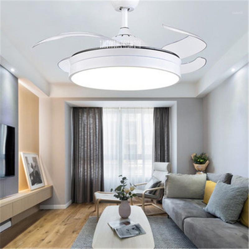 

1079 42inch Simple living Room Decoration Geometry LED Invisible Ceiling Fan Light Remote Control Led Pendant Fan 110/220V1