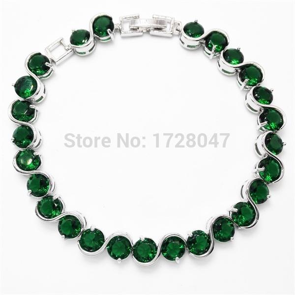 

European Round Cut Cubic Zircon Bracelet & Bangle Green stone white Plated Cubic Zirconia Bride Bangle Bracelet