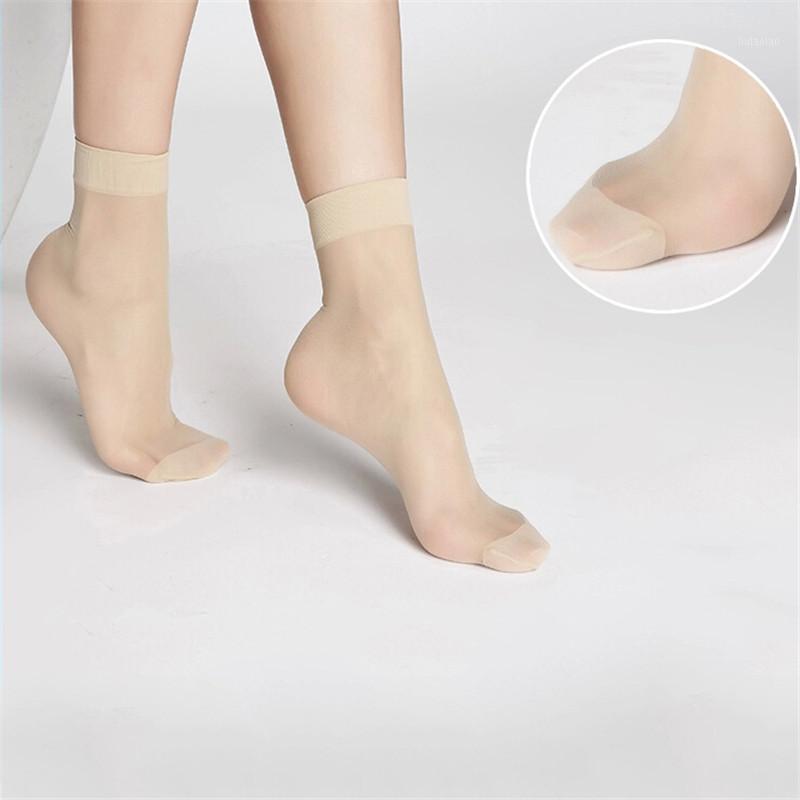 

10 Pairs of Women's Short Socks Girls Fine Thin Socks Summer Transparent Crystal Invisible Elastic Ankle Sock Female Sox1, Black