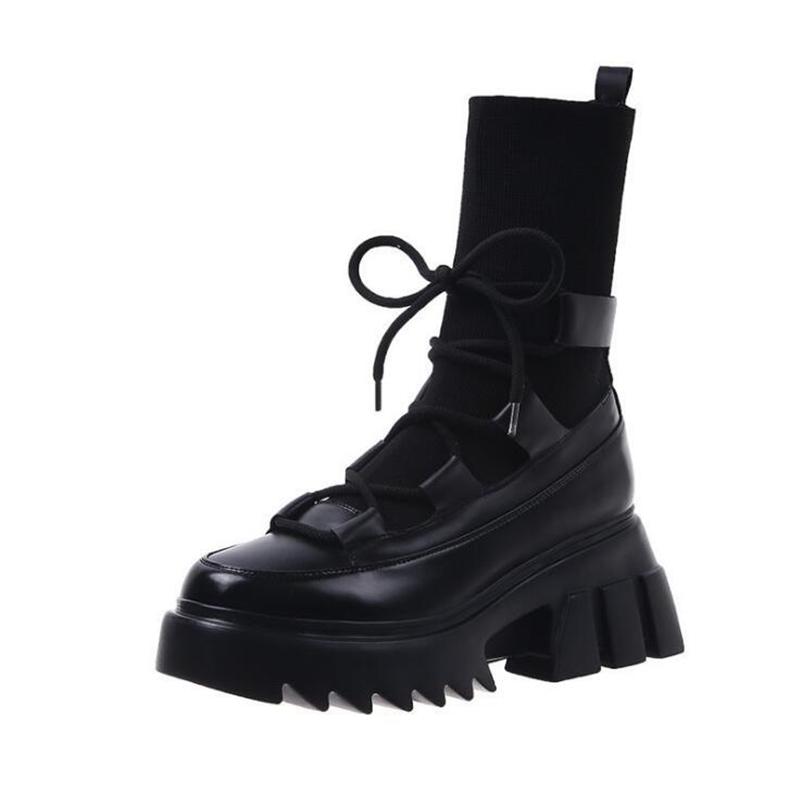 

Womens Boots Fashion Brand Spring Autumn Black High Heels Breathable Female Sock Ankle Boots Spring Autumn Shoes Woman