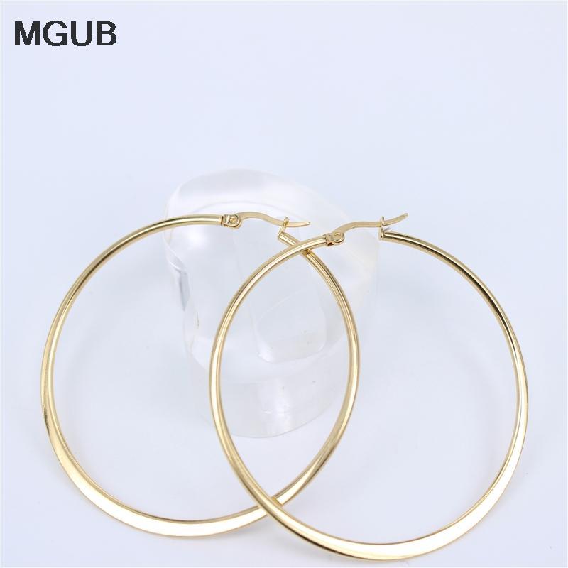 

MGUB Gold color 316L stainless steel popular earrings lentils 20mm-60mm men and women selling hot jewelry special sale LH3111