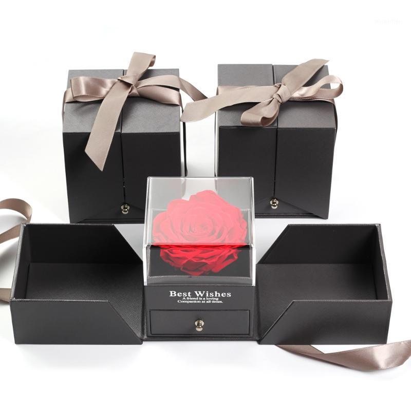

Wedding Ring Box Jewelry Box Home Decor Preserv Flowers Christmas Valentine's Day Birthday Gift For Women1, Fake flower