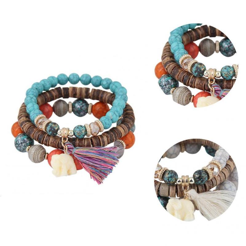 

Bangle All-Match Resin Elephant Dangle Tassel Multicolor Bracelets For Party
