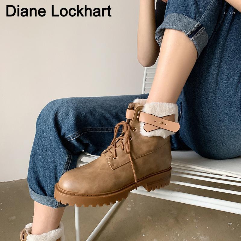 

Fashion Winter Beige Boots Women Platform Ankle Boots Lace Up Combat Snow Bottes Woman Warm Plush Shoes 2020 New Footwear1, Apricot
