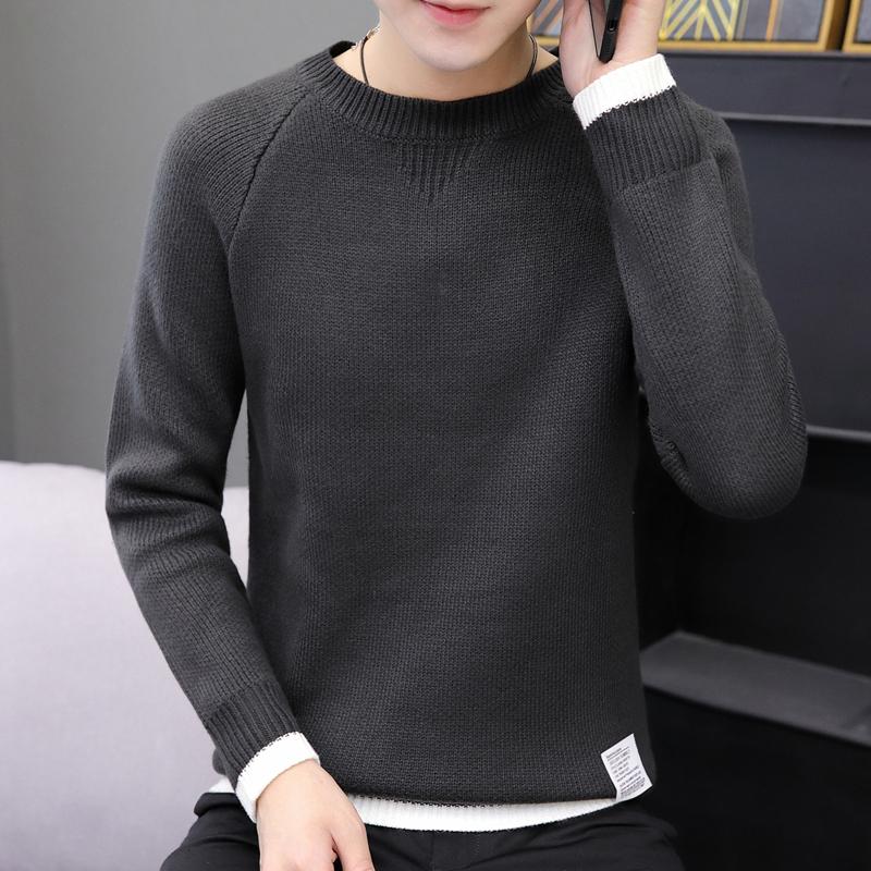 

Autumn round collar sweater men's trend pullover men's new Korean version of the coat wearing casual clothes A, Mlsm831 black