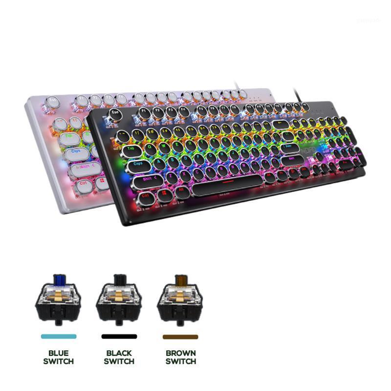

Gaming Mechanical Keyboard Punk 104 Keys USB Wired LED Backlit Anti-Ghosting Blue Black Brown Switch Gamer for PC Laptop Tablet1