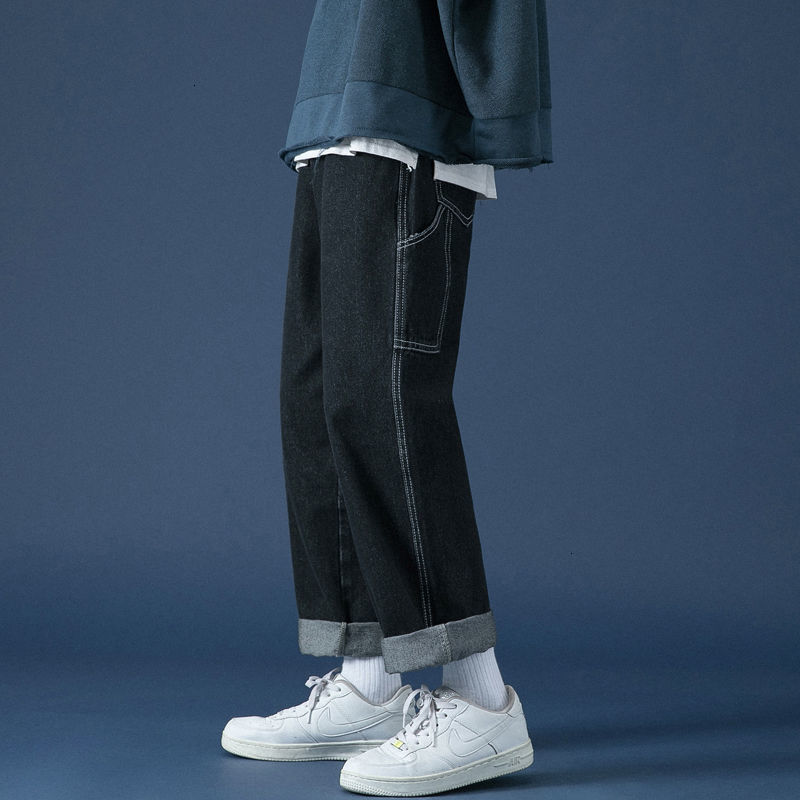 

New De 2021 Brim Masculinas Primavera/inverno Novo Fino-ajuste Do Ponto Trabalho Feito Ferramentas Slida Reta-perna MV09, Black