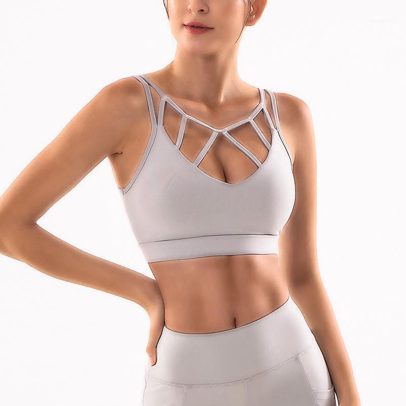 

Push Up Women Crop Tops Double Shoulder Straps Padded Sport Bra Female Fitness Breathable Shockproof Gym Brassiere Sportswear1, Black