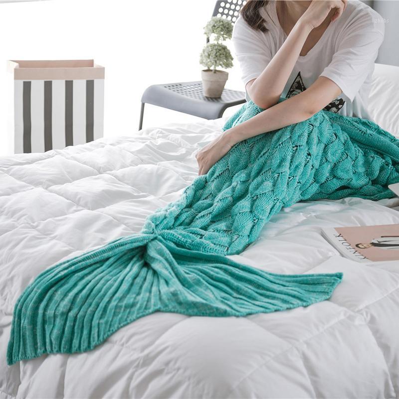 

Creative Handmade Tail Blanket Soft Knitted Sofa Throw Crochet Sleeping Bag For Kids Adult Birthday Christmas Gift1 Blankets