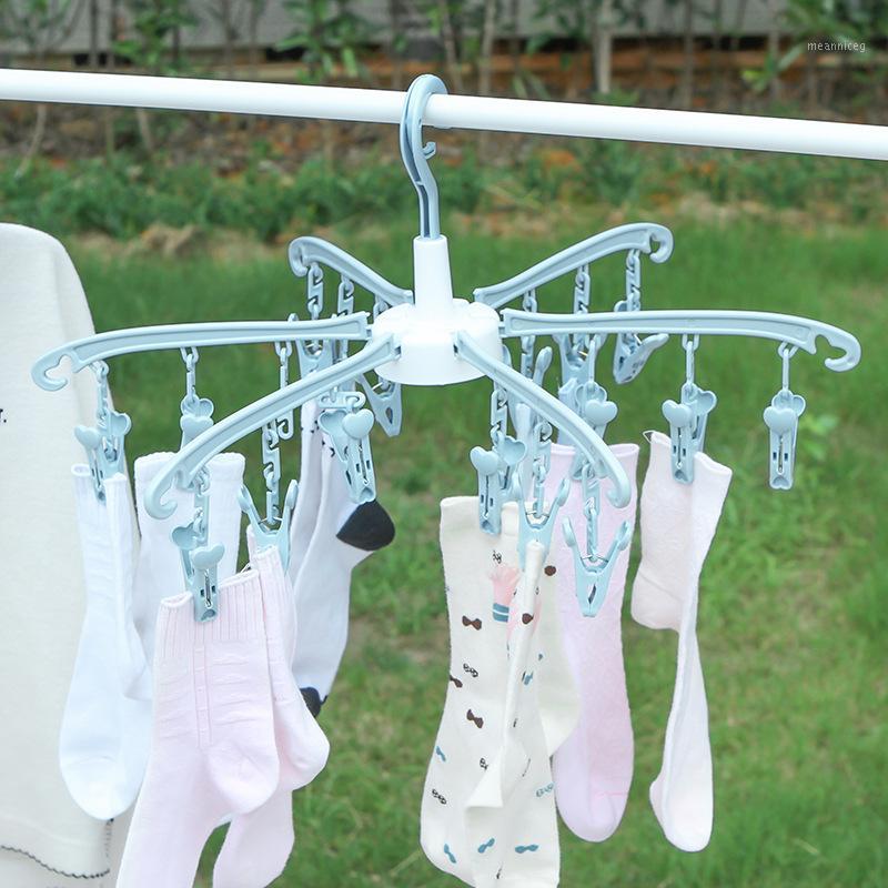 

1Pcs PP Clip Hanger Hook Rotatable Fold Clothes Creativity Vertical Hanger Special Seamless Underwear Socks Towel1