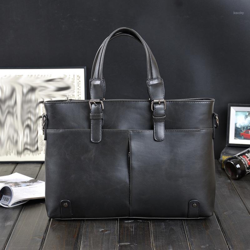 

Retro Solid Color Crazy Horse Leather Trendy Men's Casual Shoulder Messenger Bag1, Black