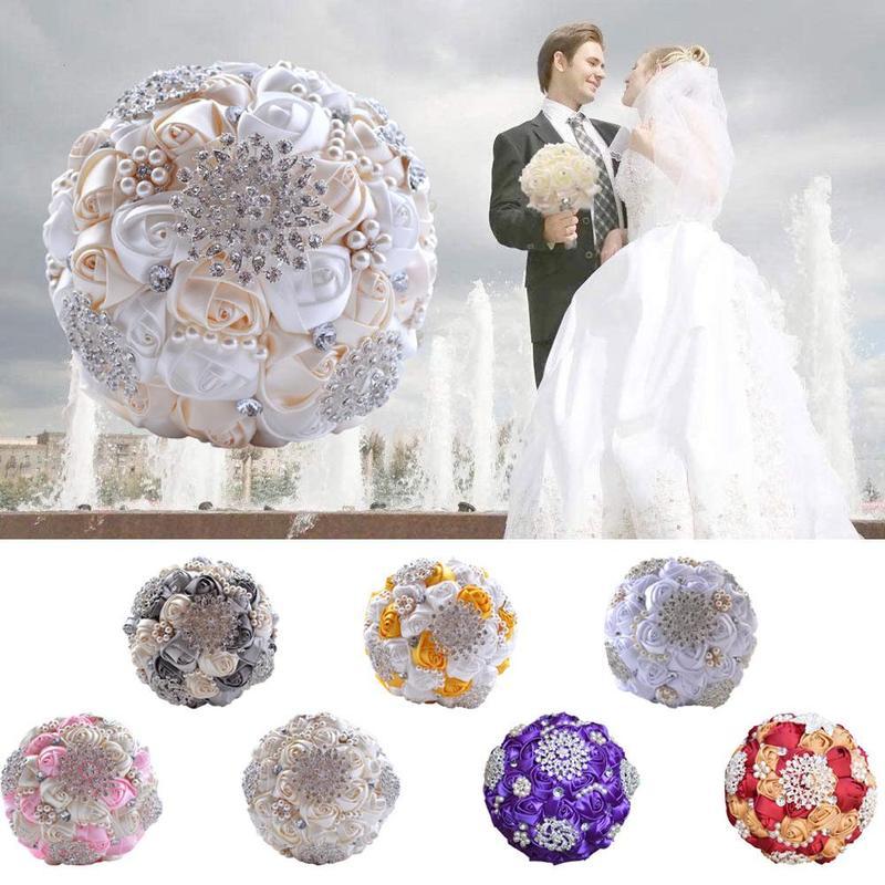 

Gorgeous Wedding Flowers Bridal Bouquets Artificial Wedding Bouquet Crystal Sparkle With Pearls