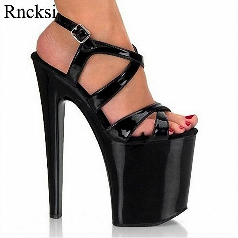 

Rncksi New Sexy Sandal Women Shoes 20CM High Heel Platforms NEW Fashion Pole Model Dance Sandals Wedding Party Sandals Shoes, Black