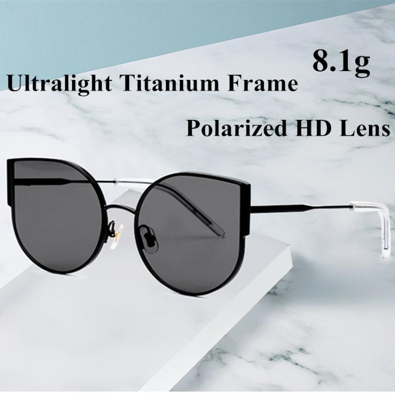 

2020 New Fashional Pure Titanium Ultralight Cat Eye Polarized Sunglasses Women All-Fit Mirror Sun Glasses Female UV400 Gafas Del1