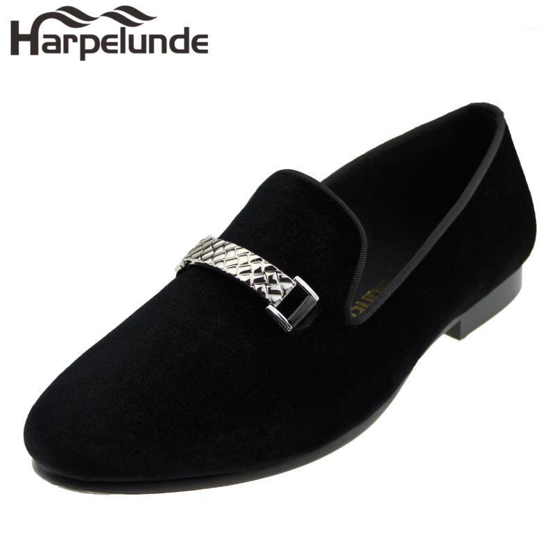 

Harpelunde Men Event Shoes Buckle Black Velvet Loafers1