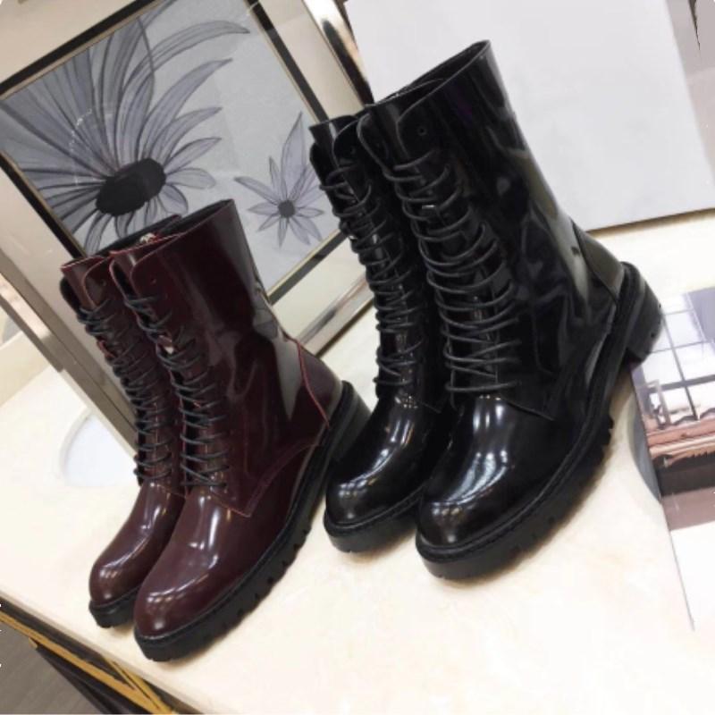

Fashion leather platform high quality Roman style women's motorcycle boots outdoor casual shoes black wine red leather patent le, As show