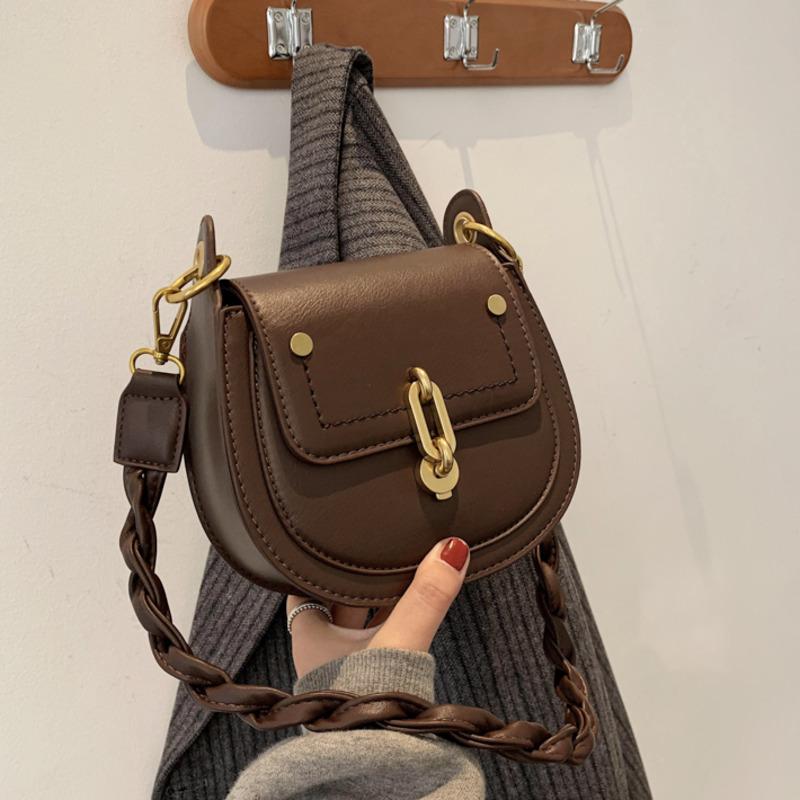 

Pu Leather Brand Designer Shoulder Simple Saddle Bags For Women 2021 Luxury Crossbody Bag Female Fashion Small Handbags, Dark brown