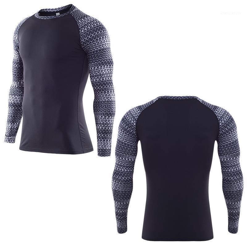 

2020 Men' Quick Dry Breathable T-Shirt Fitness printing T-Shirts Men jogging Sport Long Sleeve Gym Fitness T-Shirt1, Black