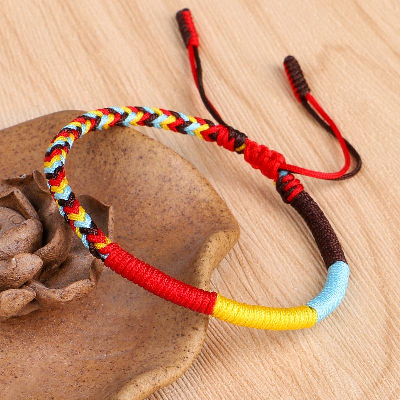 

Multi Color Tibetan Buddhist Good Lucky Charm Tibetan Bracelets & Bangles For Women Men Handmade Knots Rope Bracelet 2021