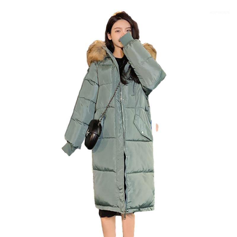 

Jacket Winter Coat Women Parkas 2020 Solid Hooded Fur Collar Zipper Female Winter Jackets Warm Thick Long Women Coat Oversize1, Black