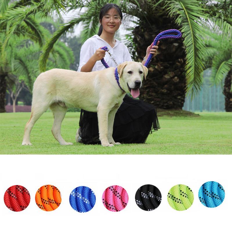 

Reflective Nylon Round Rope Dog Collar Dog Traction Pet Night Running Walking