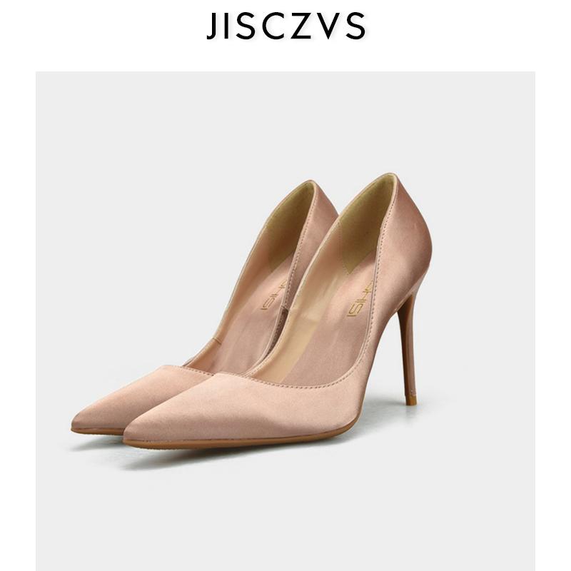 

Women Classic Style Pumps Solid Flock Black Pointed Toe High Heels Satin Shallow Slip On Stiletto Heeled Wedding Party Shoes, Red 10 cm