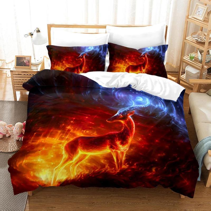 

Duvet Cover 3D Stars universe planets Leo fawn solar system Bedding Sets King Queen full  Size 2/3pc PillowCase1