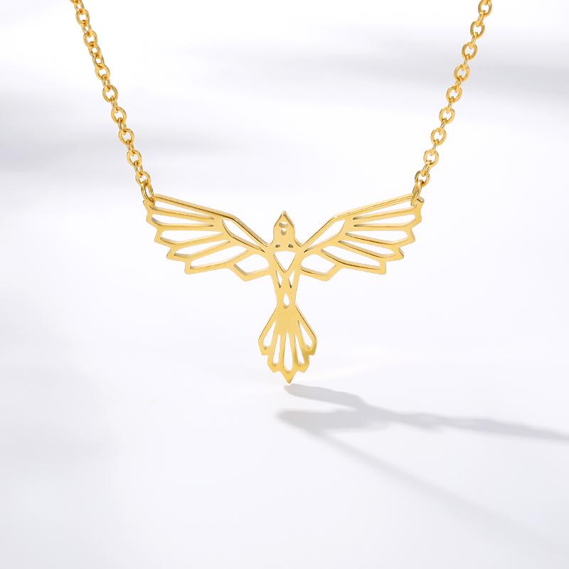 

Stainless Steel Phoenix Necklace Origami Bird Pendant Lucky Gift Chain Chokers Bijoux Femme Wholesale Dropshipping Jewelry