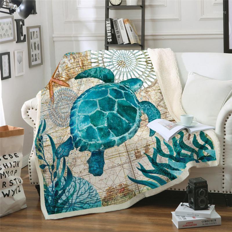 

Miracille Soft Turtles Sherpa Blanket for Kids Adults Tortoise Soft Plush Throw Blanket Sofa Blue Green Marine Animal Thin Quilt1