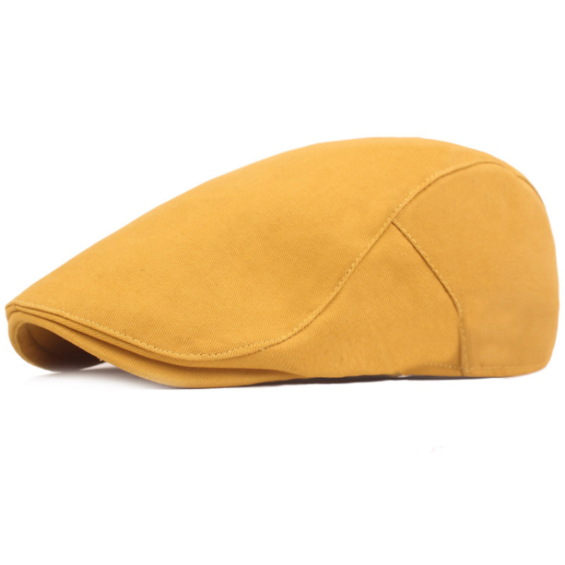 

HT3100 Beret Men Women Cap Vintage Artist Painter Hat Solid Plain Adjusted Beret Cap Retro Cotton Hat Newsboy Ivy Flat, Orange