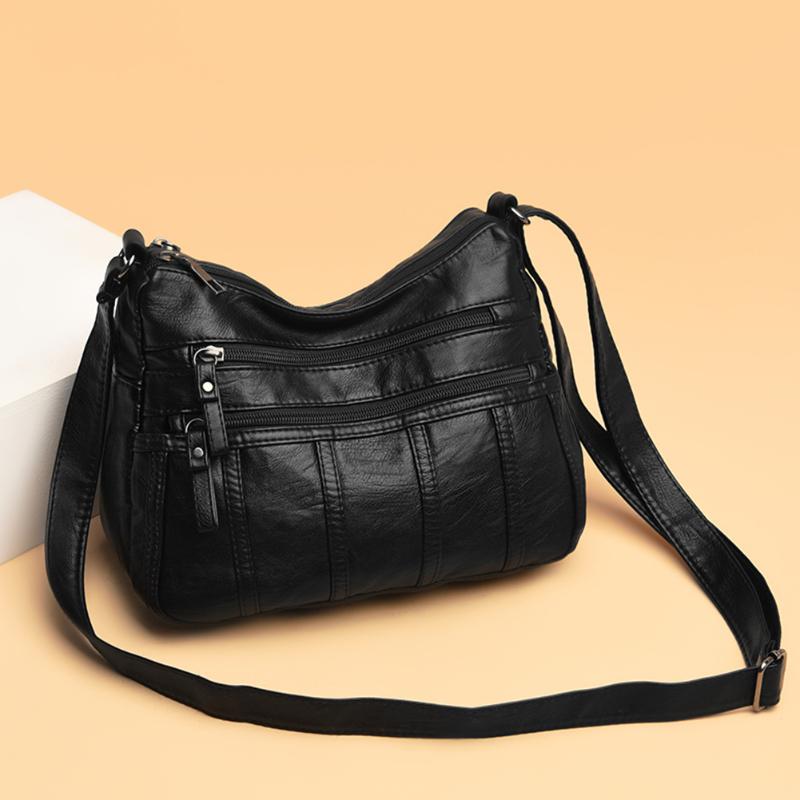 

Women Retro Washed PU Crossbody Bag Multi Pocket Female Travel Shoulder Pouch Popular Simple Female Daily Bag 2021 New Fashion, Purple