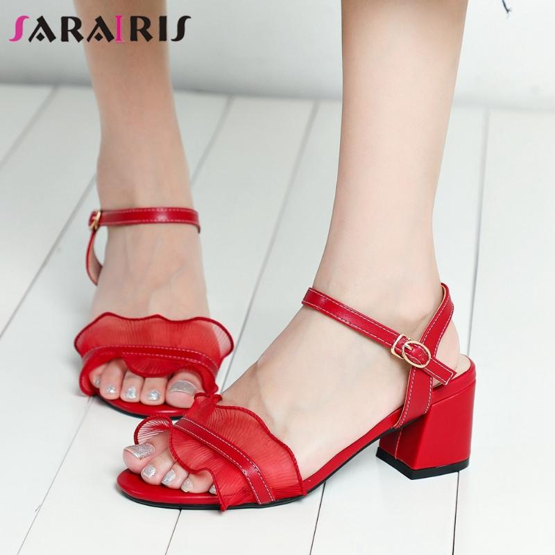 

SARAIRIS slip-on Heeled Mules New Elegant Summer Mesh Mules Women High Hoof Heels Shoes Woman, White