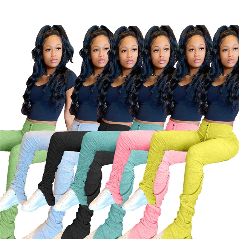 

stacked pants sweatpants women stacked leggings joggers women flare ruched pants legging jogging femme Ladies women trousers HOT 201228, Mint