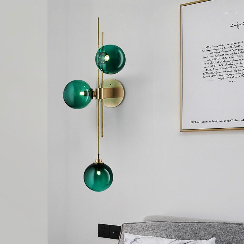 

Datang lighting designer creative personality glass wall lamp Nordic living room bedroom model room green glass wall lampLB804011