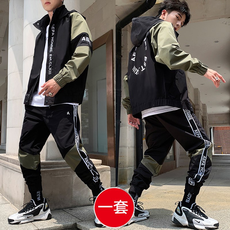 

2020 Sportssuit Male Two-piece Junior Leisure Tooling Jacket Male