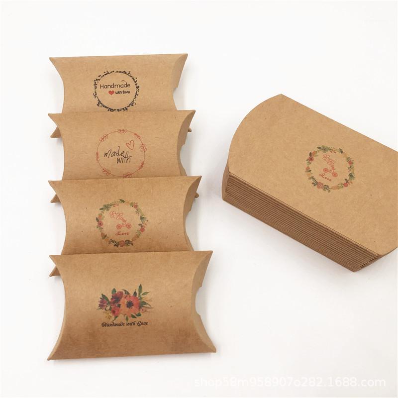 

20pcs Mini Pillow Shape Kraft Paper Candy Box Wedding Gift Boxes With Ribbon And Thank You Tags For Home Party Supplies1
