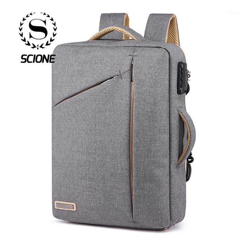 

Scione Men Solid Business Laptop Backpack Hide Shoulder Strap Bags For Men Women Student Password Lock Leisure School Back Pack1, Black