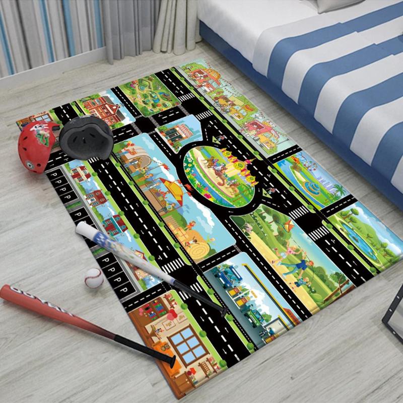 

Home Decoration Bathroom Mat Soft Carpet Printing Kid Play Living Room Floor Anti Slip Rug Game Mat Bedroom Flannel Rugs, White