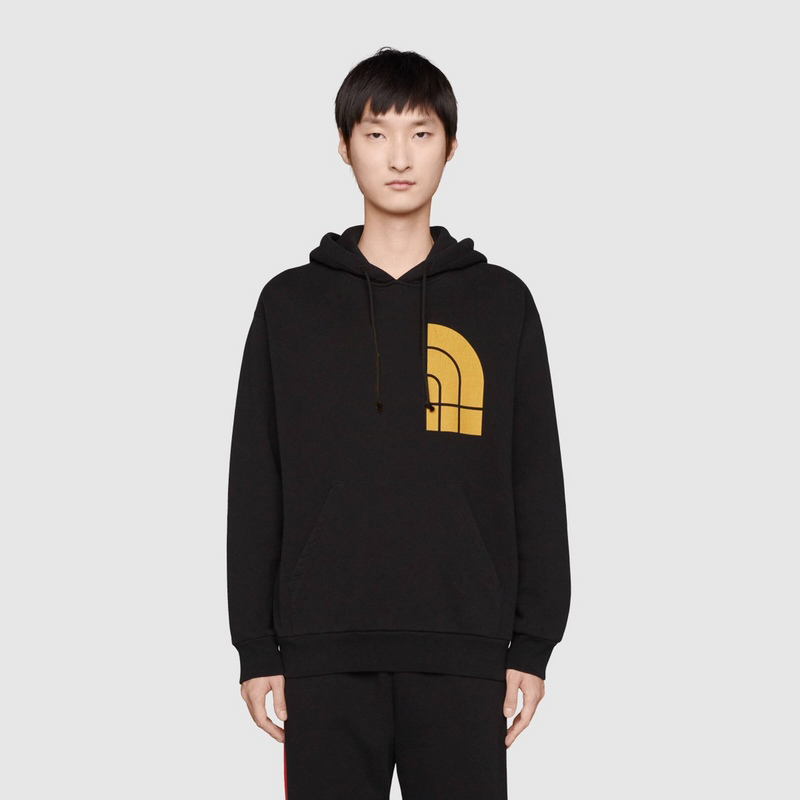 

Autumn Winter Europe Italy USA Collaborate Letter Print Casual Fashion Loose Hoodie Men Women Cotton Hooded Sweatshirt, Black