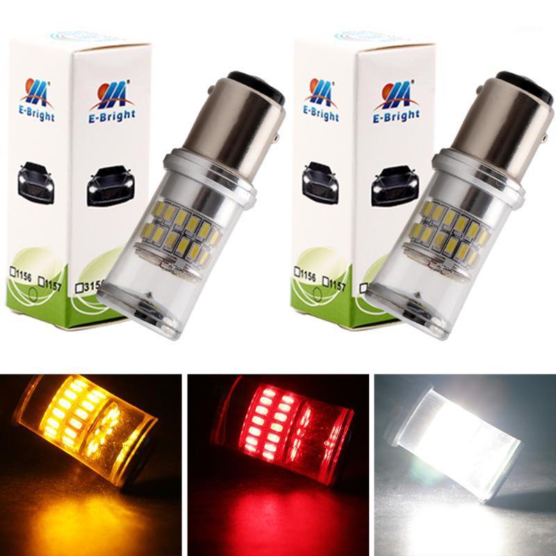 

2 Pieces S25 1157 BAY15D 3014 48 SMD P21/5W Auto Bulbs Red White Amber 12V DC Lamps LED Car Turn Tail Lights 720 Lumens1, As pic