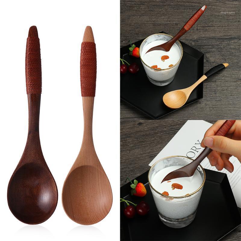 

1PC Coffee Spoon Wooden Spoon Bamboo Kitchen Cooking Utensil Tool Soup Catering Dinnerware Ice Cream Spice Spoons1