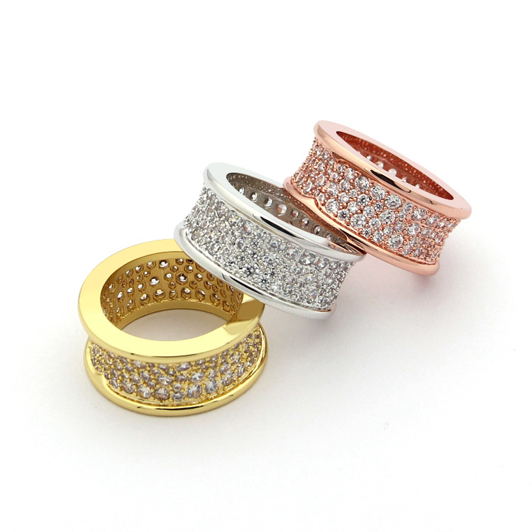 

Europe America Fashion Style Men Lady Women Titanium Steel Engraved B Initials Settings Full Diamond Lovers Rings US6-US9 3 Color