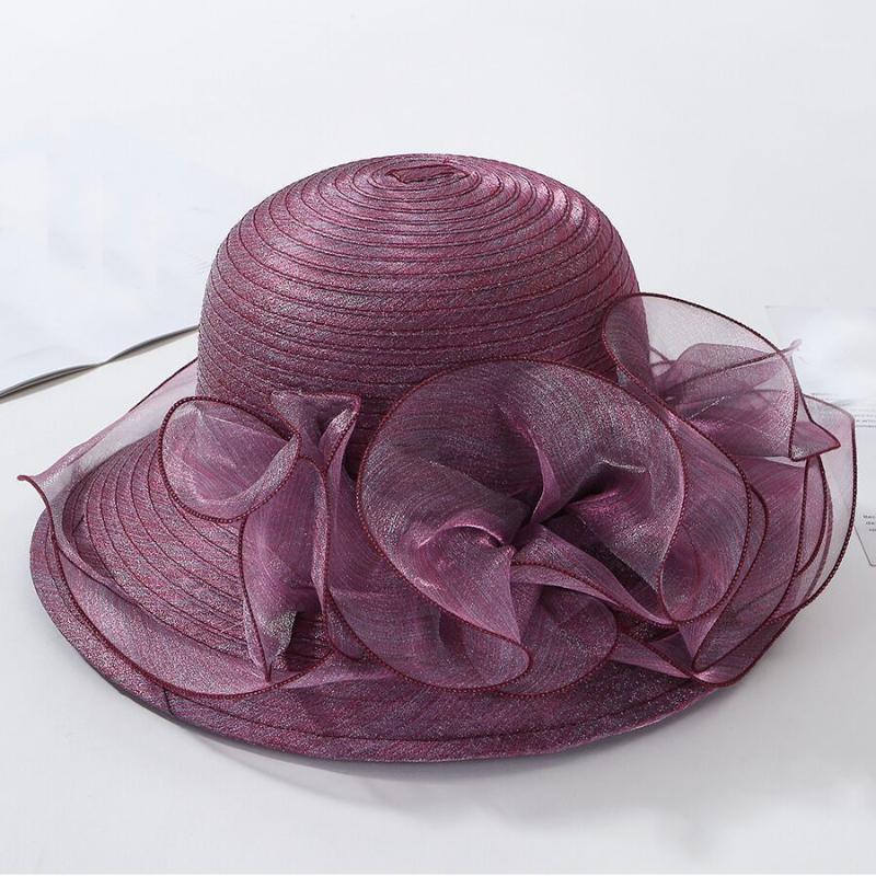 

Elegant Wide Brim Summer Hats For Women Big Floral Bucket Hat Ladies Fedoras Wedding Hat Holiday Beach Sun1, Pink