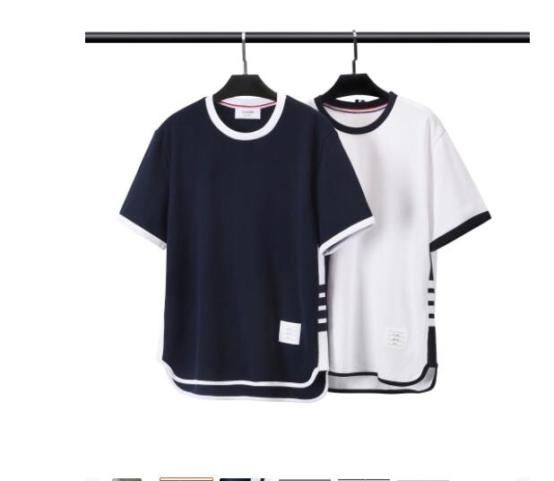 T-shirt à manches courtes à col rond pour hommes T b Nouvelle couleur contraste de couleur STITCHING STITCHING COTON PULLIER PEAU PEAU POLO POLO