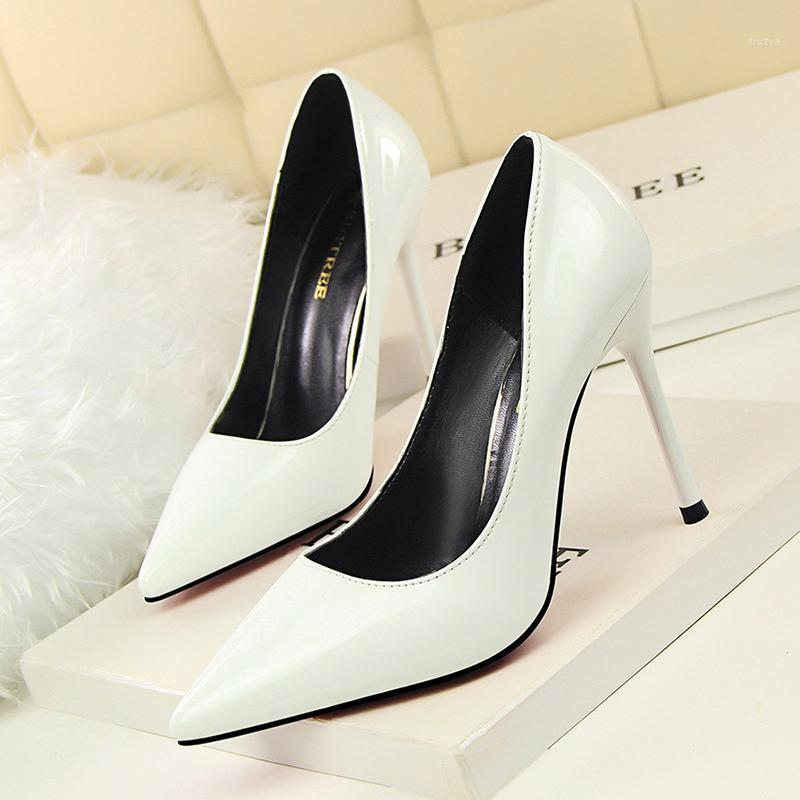 

2020 New Hot Style Simple Slender Shallow Mouth Pointed Sexy Sexy Thin Professional Women Shoes High Heels Zapatos Mujer Tacon1, White 10cm