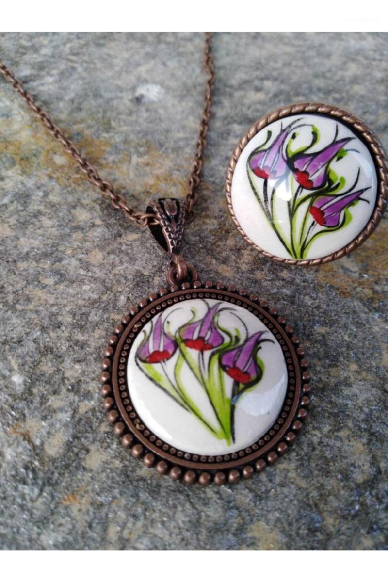

Earrings & Necklace Women's Fashion Jewelry Tile Ceramic Ring Sets Jewelery 2753 Ds192, Silver