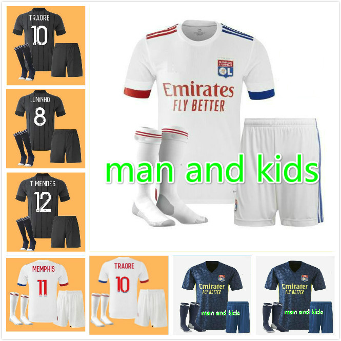 

adult kids kit 20 21 Maillot de foot AOUAR DEMBELE soccer jersey 2020 2021 OL Lyon maillot de foot TRAORE MEMPHIS football Shirt, 10