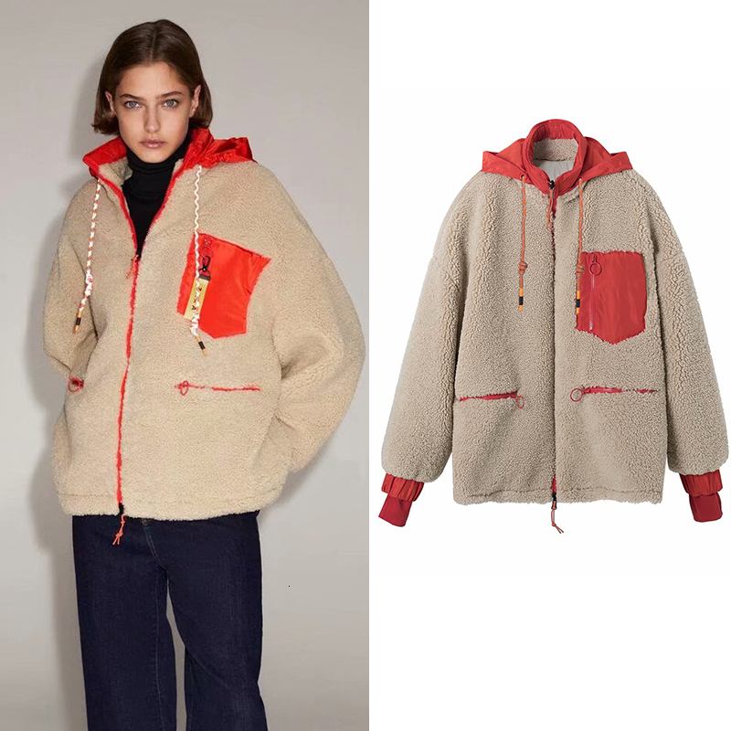 

2021 New Autumn Winter Women Teddy Double-sided Jackets Stylish Remove Hooded Thick Warm Cashmere Jacket Casual Girls Streetwear 9idd